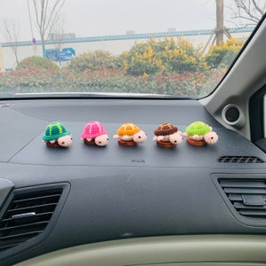 Handmade crochet Cute mini turtle Head retracted into shell Car Accessories car Dashboard Decor for women