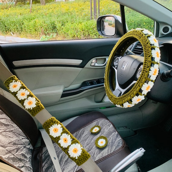 Handmade Crochet Strawberry Car Steering Wheel Cover