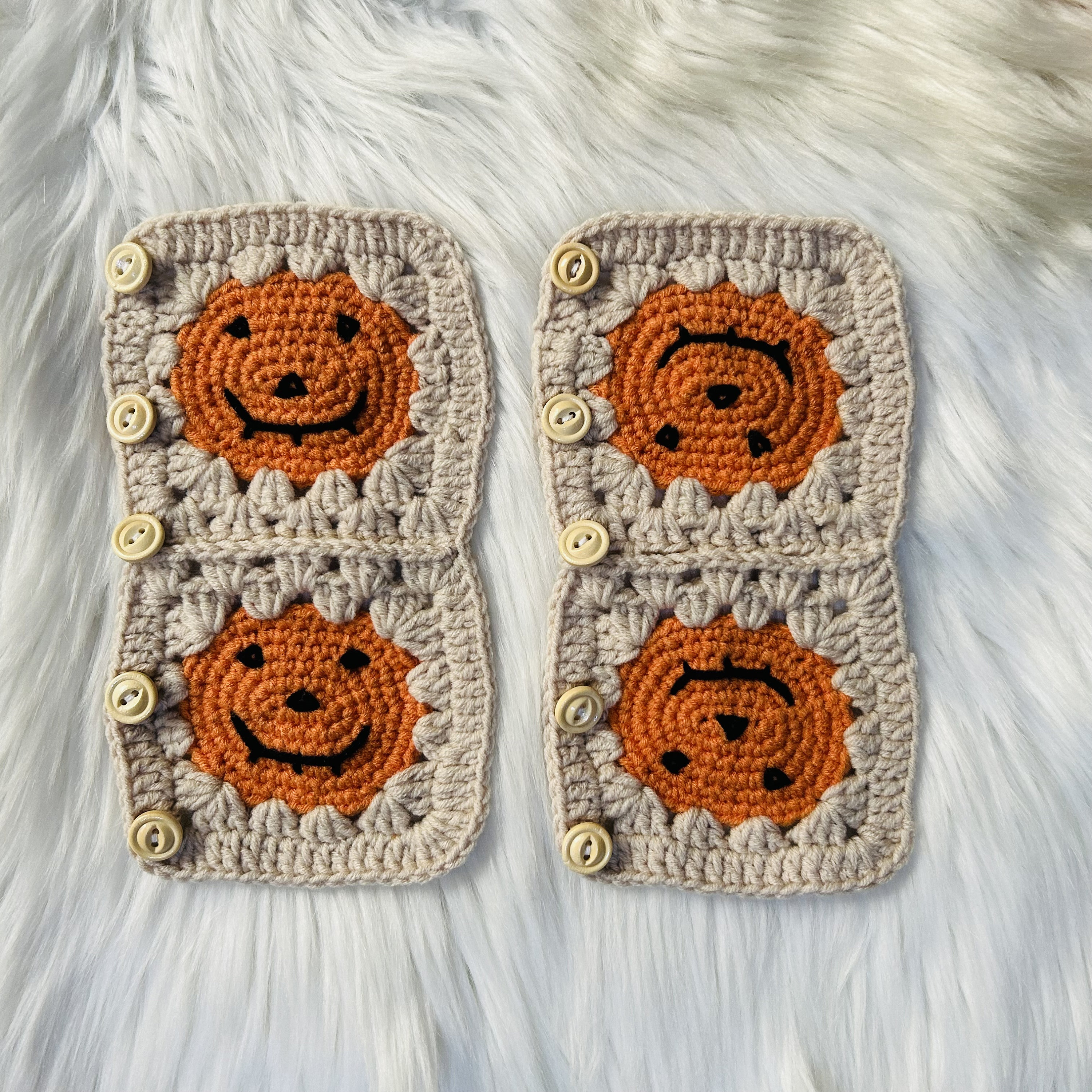 Steering Wheel Cover for women, Crochet cute Halloween Pumpkin flower seat belt Cover, Car Accessories decorations
