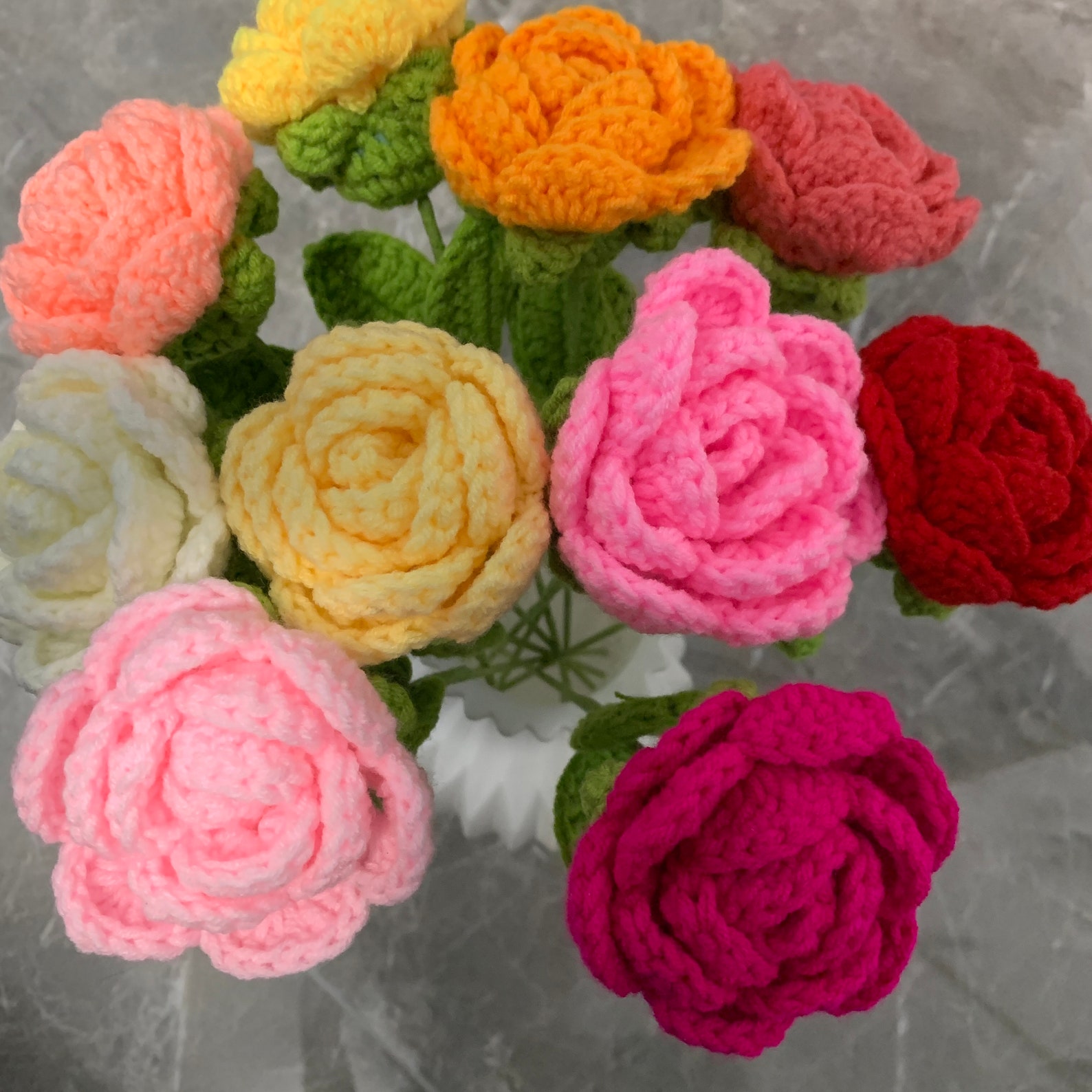 Crochet Flowers Rose Flower Ornaments Handmade Knitted Flower - Etsy
