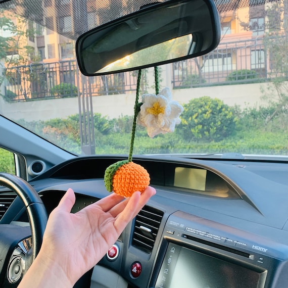 Sunflower Car Mirror Hanging Accessories, Bee Rear View Mirror Charms, Car  Pendant Aesthetic Ornament (Handmade Orange)