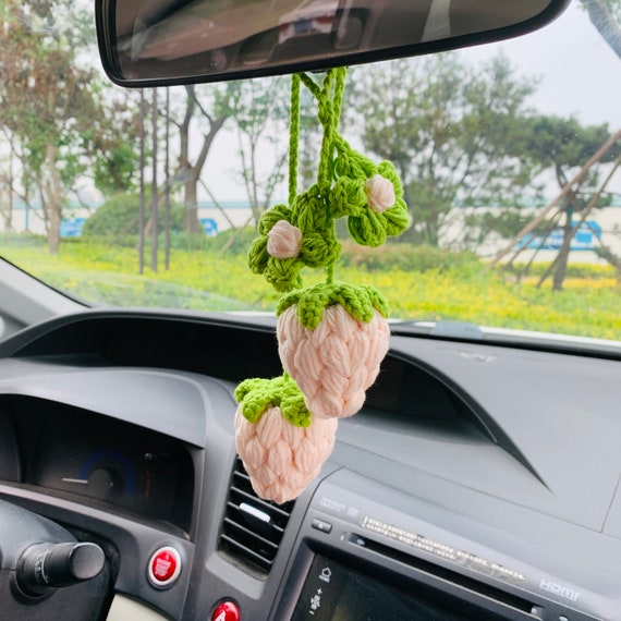 2 Pcs Strawberry Cute Flower Car Accessories Decor Teens Interior
