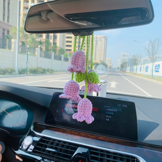 2 PCS Cute Handmade Strawberry Car Mirror Hanging Accessories Rear View  Mirror Accessories Car Pendant Auto Decoration Funny Car Accessories For  Women