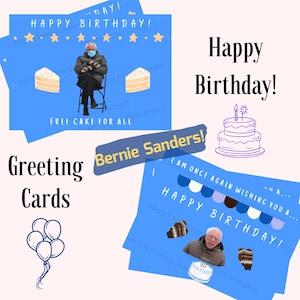 Bernie Sanders Happy Birthday digitale Grußkarten mit Bernie Sanders Memes SVG Png Jpg JPEG Download