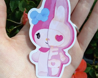 Kawaii Goth Bunny Anatomy Vinyl Sticker