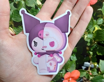 Kawaii Goth Bunny Vinyl Sticker: Anime Skull Anatomy