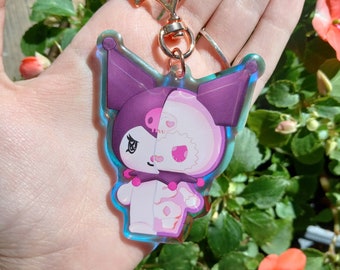 Kawaii Anime Goth Bunny Bat Rainbow Acrylic Charm Keychain