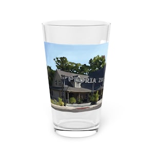 Peoria Zoo Pint Glass, Peoria Illinois Barton Pavilion ~ Local Artist