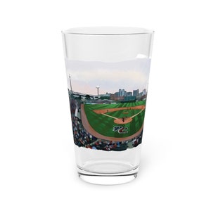Peoria Chiefs Dozer Park Pint Glass ~ Peoria Illinois ~ Artista local