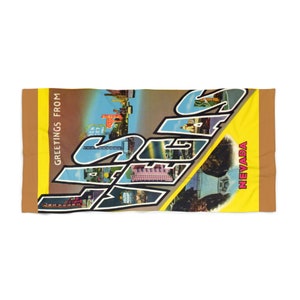Las Vegas NV Strandtuch ~ Historisches 'Greetings From' klassisches Design, Made in the U.S.A.