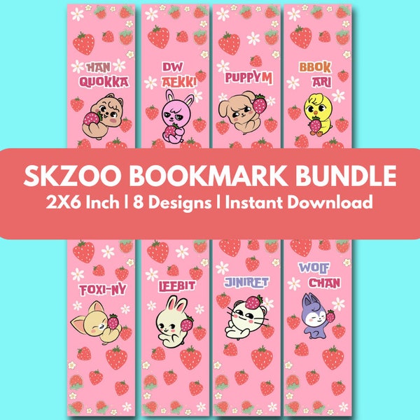 SKZOO Bookmarks | SKZ 2x6 Inch | Instant Download