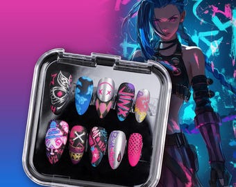 Arcane Jinx Press-On Nails: Hand-Painted Graffiti Skull Art