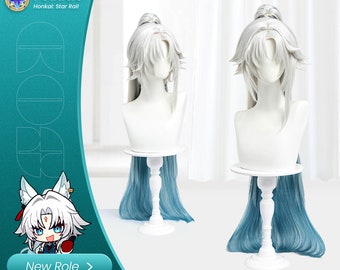 Honkai Star Rail Feixiao handmade cosplay wig hair | Feixiao wig | Halloween Christmas man gray wig women lady boy men | blue sliver hair