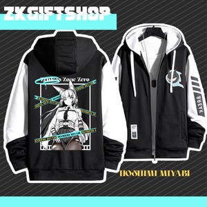 Zenless Zone Zero ZZZ Hoshimi Miyabi Moletom com capuz desenhado à mão - Stormtrooper periférico de jogo - Jaqueta com capuz personalizada, jaqueta com zíper completo personalizada