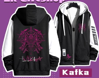Honkai: Star Rail Kafka Hand drawn Hoodie - Personalized Full Zip Jacket - Mocha sweatshirt - Custom Hoodie Jacket - Customizable Pattern