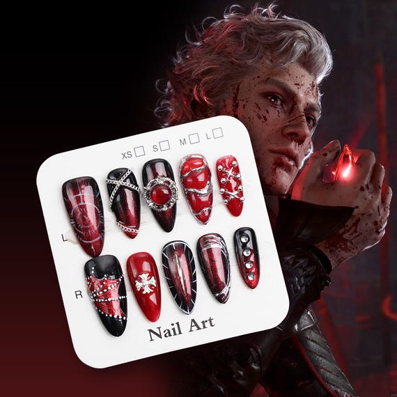 Astarion Baldur's Gate 3 Press-On Nails: Gothic Vampire Cosplay