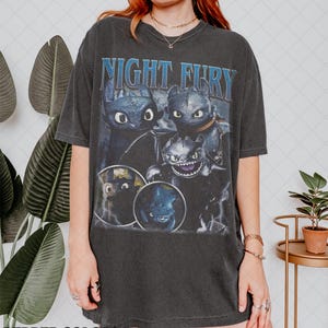chemise vintage Krokmou Night Fury, t-shirt graphique How to Train Your Dragon Comfort Colors, cadeau pour femme et homme, t-shirt unisexe