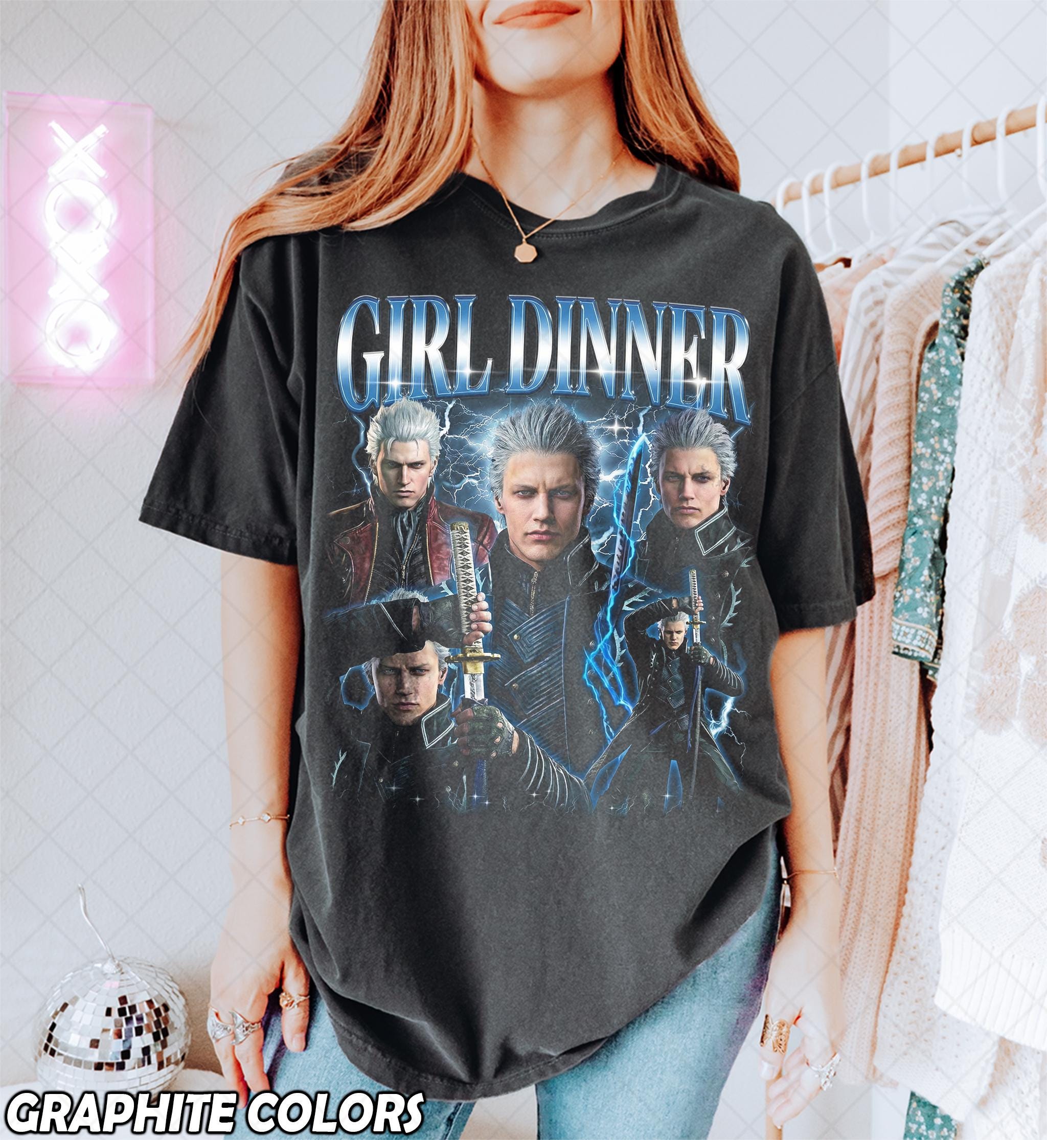 Vintage Girl Dinner Devil May Cry 90s Shirt, Retro 90s Style Gamer Gift ...