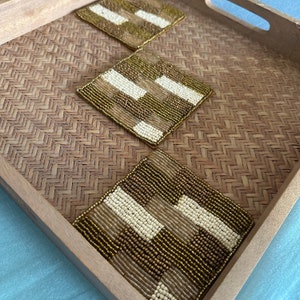 Juego de 3 posavasos con cuentas hechos a mano, Posavasos de verano, Decoración de mesa, Regalo del día de la madre, Decoración de mesa costera, Regalo para profesor, Regalo para dama de honor
