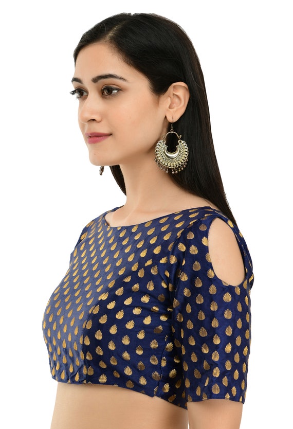 Blue Brocade NON Padded Blouse Indian Blouse Designer Etsy