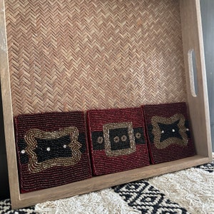 Juego de posavasos con cuentas hechos a mano de Navidad de 3, posavasos de verano, decoración de mesa, regalo del día de la madre, decoración de mesa costera, regalo de dama de honor