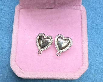 14K Gold Plated Brass Heart Earring Posts, DIY Earring Studs (12x14mm)