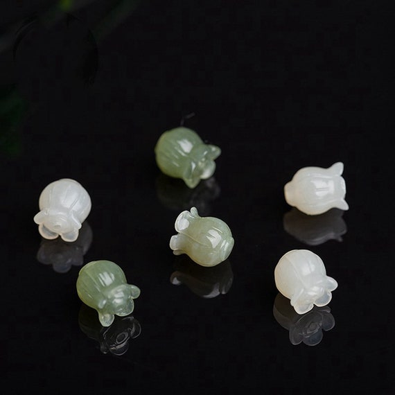 Natural Nephrite/white Jade Carving Bead, Flower Jade Beads Hand