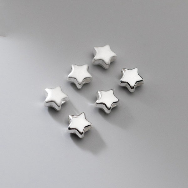 Perles d’étoile en argent sterling, perle d’étoile d’argent 925, perle de bracelet d’étoile, perles de collier, perles de boucle d’oreille en étoile, perles d’espacement d’étoile brillante 8.5mm