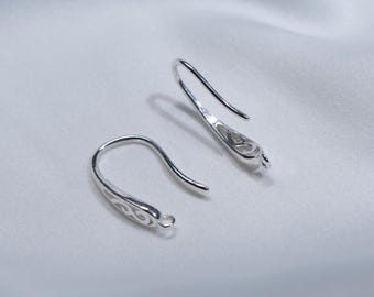 Crochets de boucles d'oreilles goutte d'eau en argent sterling, fil d'oreille vintage