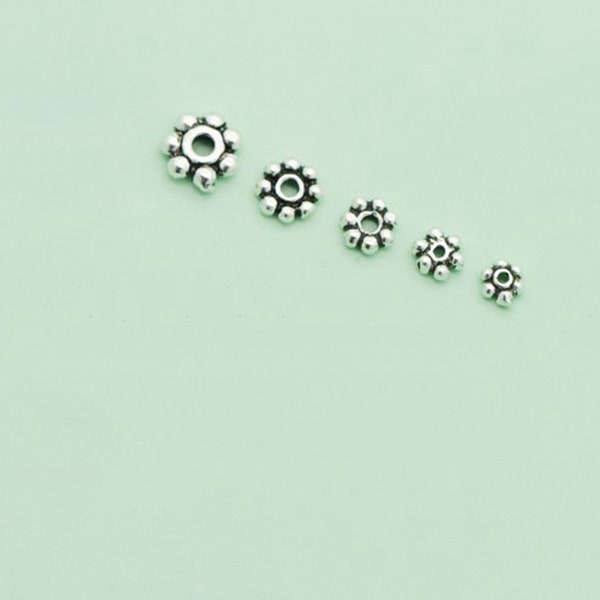 Sterling Silber Daisy Bead, Spacer Beads, 925er Silber Blumen Spacer Bead, Armband Bead, Halskette Bead, Zahnrad Spacer 3mm 4mm 4,5mm 5mm 6mm 7mm