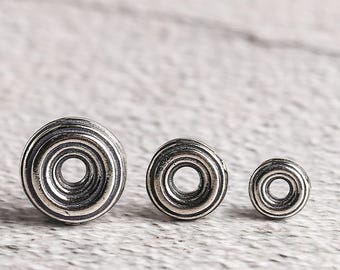 Sterling Silver Swirl Spiral Beads, Ethnic Tribal Wheel Bead