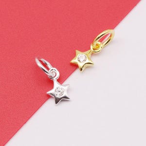 Sterling Silver CZ Star Charm Pendant, Celestial Bracelet, Night Sky Necklace, Galaxy Earring, Starry Night Jewelry, Sparkling Star Charm
