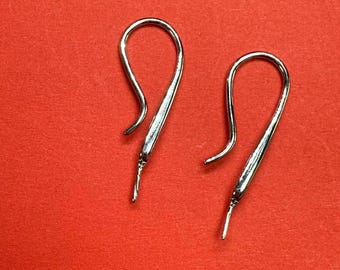 Gancho de brinco em prata de lei em formato de U com pino, componente para brinco
