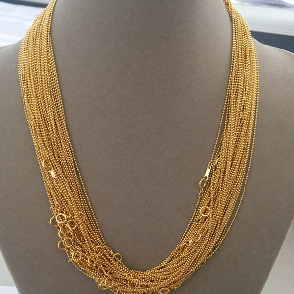 14K Gold Filled Ball Bead Chain Necklace, Gold Filled Chain w/ Spring Clasp, Necklace Chain, Jewelry Making supplies 16" 18" 20" bulk chains