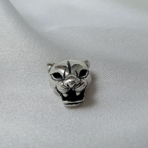 Cuenta con cabeza de leopardo de plata esterlina, separador de pulsera estilo gótico punk