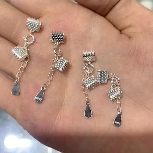 Sterling Silver Leather Cord End Cap Connectors with Extender, 925 Silver Cord End Caps with Clasp for Bracelet