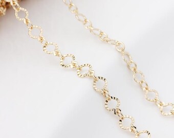 Cadena chapada en oro, cadena de cable y cadena texturizada, suministros para la fabricación de joyas.
