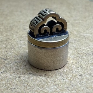 Sterling Silver Greek Key Cloud Stamp Prayer Box Charm, 925 Silver Memory Box, Prayer Box, Seal Prayer Box, Memory Box,Happiness Stamp Charm