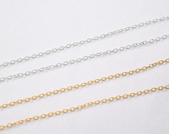 Sterling Silver O Chain, Slim Cable Chain 1.1mm