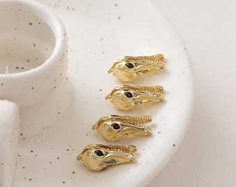 18K Gold Plated CZ Crocodile Charm, Gold Tone Crocodile Charm for Jewelry Making Supplies, Animals Charm, Necklace Charm, Bracelet Charm DIY