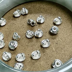 Sterling Silver Round Ear Nuts, Earring Backs, Earring Backing, Ear Back Stopper, 925 Silver Earring Nuts, Wholesale Blanks 6mm