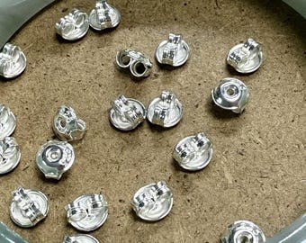 Sterling Silver Ear Nuts, Earring Backs, 6mm Wholesale Blanks
