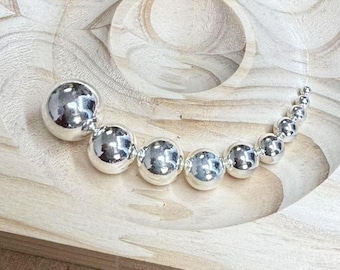Sterling Silver Beads, No Hole Seamless Round Beads, 925 Silver Round Bead, 2.5mm 3mm 4mm 5mm 6mm 7mm 8mm 9mm 10mm 12mm