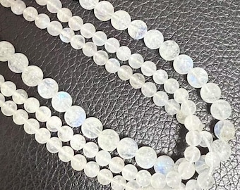 Natural Moonstone Round Beads, Blue Moonstone Bead Round Beads, Healing Energy Gemstone 4mm 5mm 6mm 7mm 9mm for Bracelet Making Strand