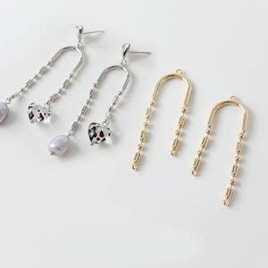 14K Gold Plated U Shape Earring Connector Charm, Gold Tone U Shape Tube Bead Connector, U-shaped Curved Bar Stick Pendant for Earring Making