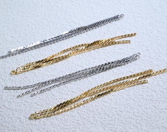 Gold Plated Twist Chain Tassel Charms,Long Wheat Chain Fringe Pendant, Multi Strand Earring Dropper for DIY Dangle Earrings, Length 60mm