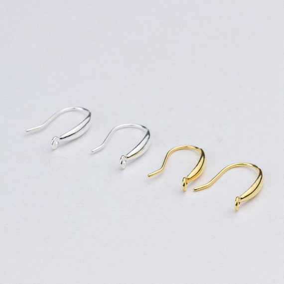 Silver Big Earring Hooks, S925 Silver Earring Hooks for Jewelry Making,  Simple Earring Hooks With Loop Open, Ear Wire 