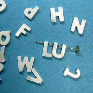 A-Z Alphabet Beads W/ Through Hole,White Shell 26 Letter Bead, Initial Bead, Monogram Bead, Name Bead, Spacer Bead, Uppercase Bead 8*10mm