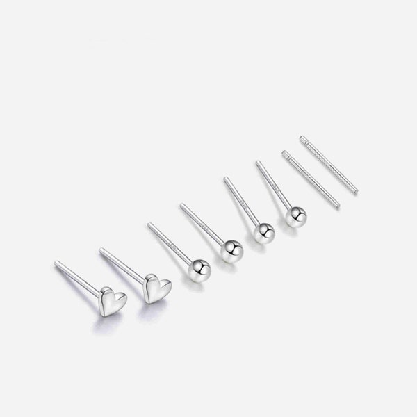 2pairs  s999 Silver Earring Posts, Sterling Silver Earring Post Ear Stud no Stopper, Ear Stud,Earring Post,Star Heart T-bar Windmill Antlers