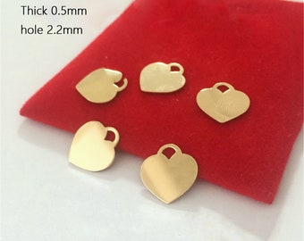 14K Gold Filled Heart Quality Tag, Sweetheart Quality Tag, Gold Filled Love Quality Tags, Chain Extender Quality Tag For Jewelry Making 12mm